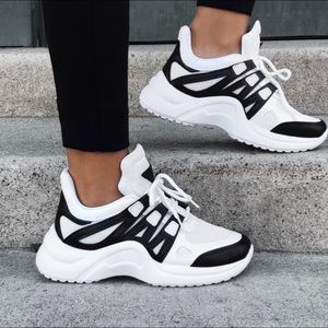 Black and white sneakers